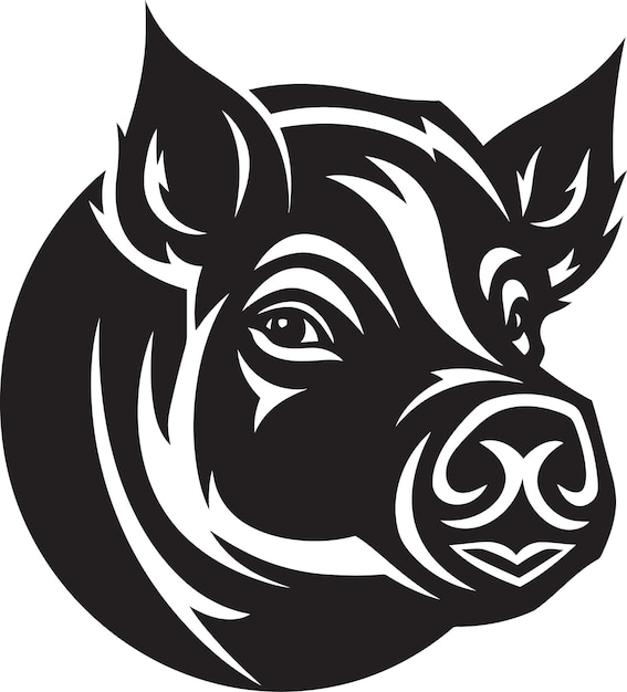 Vector obscured outline black pig vectorsooty sow sketch stylish pig art