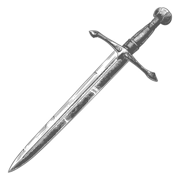 obselote roestige zwaard afbeelding met behulp van oude gravure stijl
