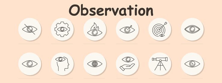 Vector observation set icon eye closed vision technology passion target vision focus observation foresight global vision help telescope zoom inspection