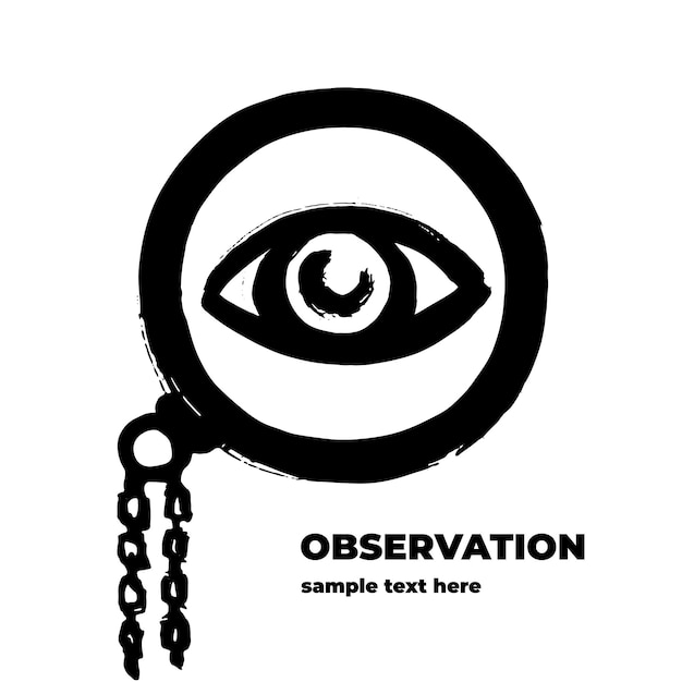 Observation symbol hand drawn by black ink the sign consists of an eye and a pincenez