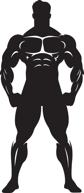 Обсидианная массовая полнотеловая черная векторная логотипа для Muscle Warriors чернила выгравированы Titan Full Body Black Vect