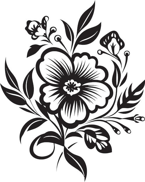 ベクトル オブシディアン・ガーデン・ウィスパー 花のシルエット
