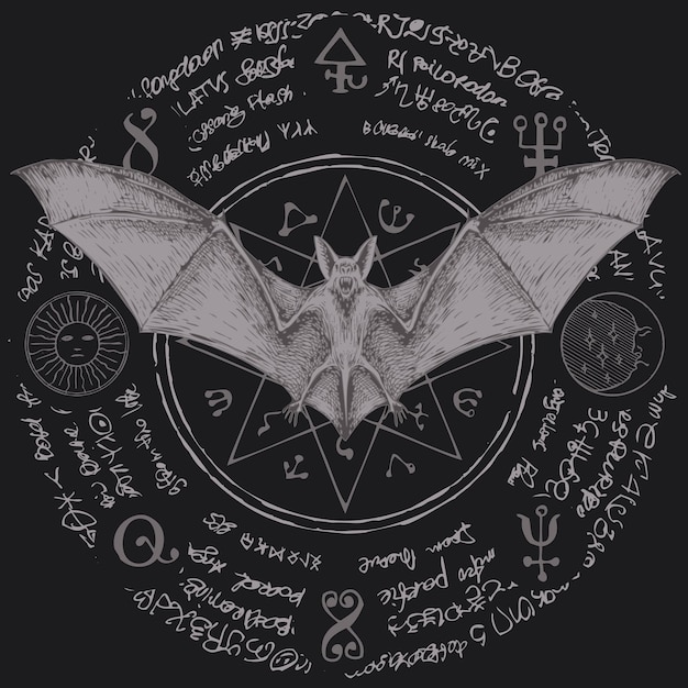 occult poster with bat