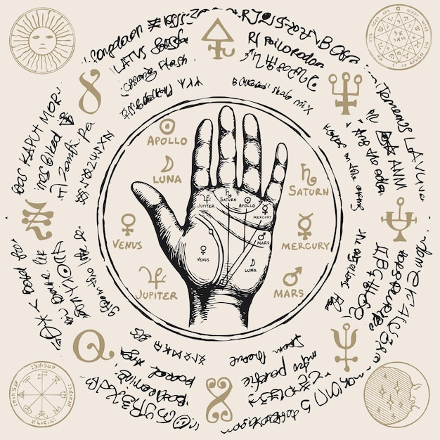 Vettore poster occulto con palmo aperto