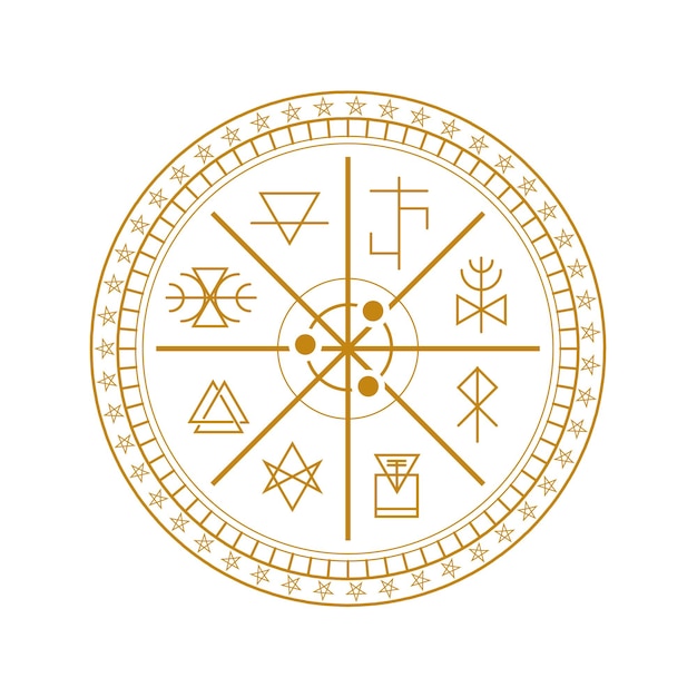 occult round sign sacred symbol isolated on white background