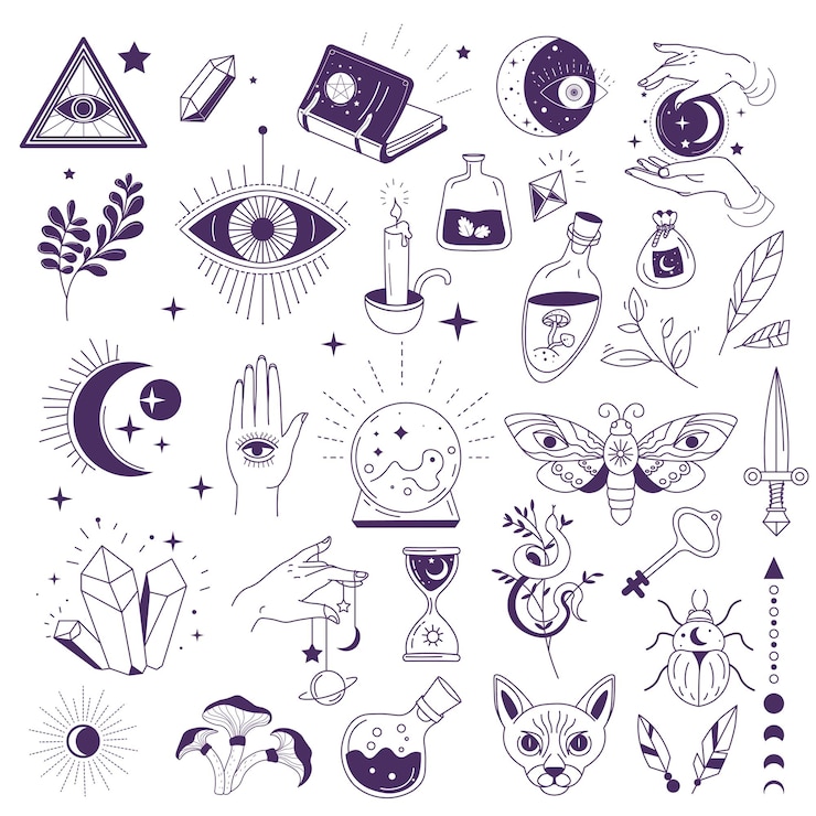 Vector occult signs, witchcraft and esoterica