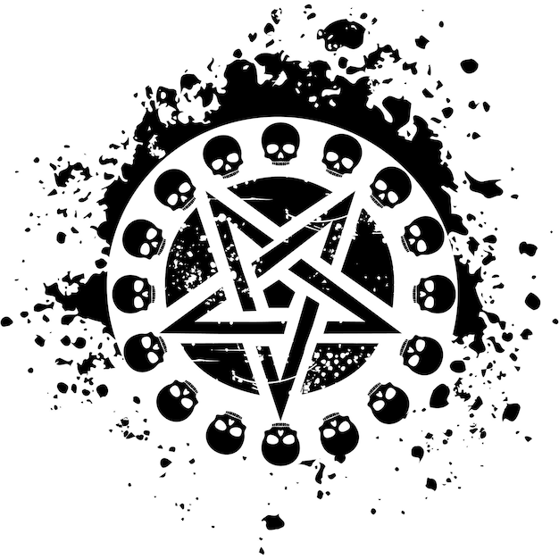 occult teken pentagram, grunge vintage design t-shirts