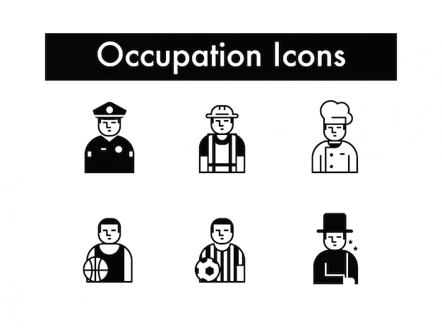 Vector occupation or job or profession icon set vector