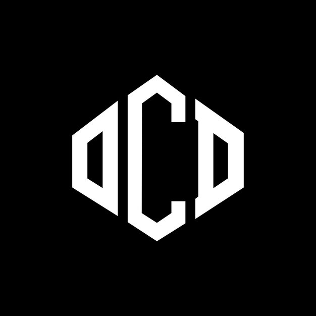 벡터 다각형 모양의 ocd 글자 로고 디자인, ocd 다각형 및 큐브 모양의 logo 디자인, ocd 육각형, 터 로고 템플릿, 색과 검은색, ocd 모노그램, 비즈니스 및 부동산 로고