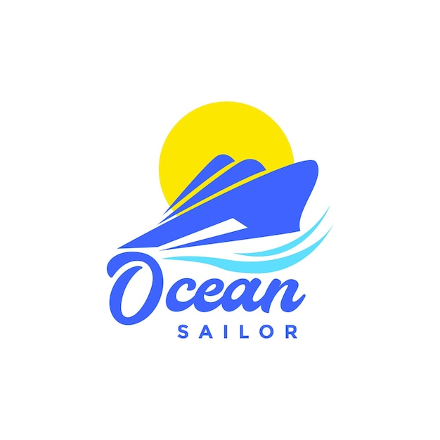 Vector oceaan boot schip zeilen matroos moderne abstracte logo ontwerp vector illustratie pictogrammalplaatje