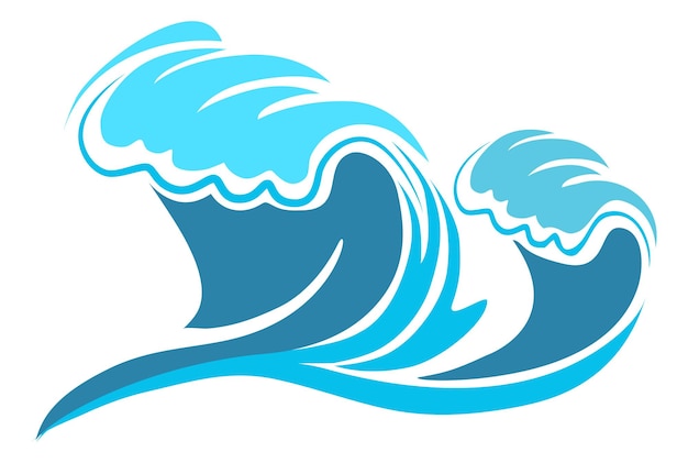 Oceaan golven logo Zee storm symbool natuur teken geïsoleerd op witte achtergrond