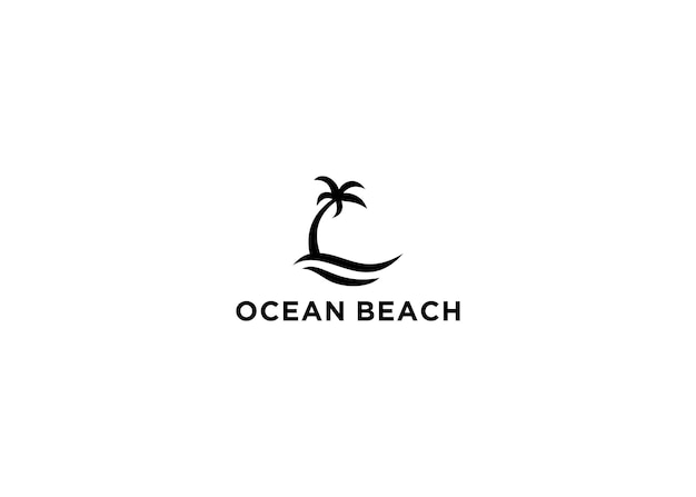 oceaan strand logo ontwerp vectorillustratie