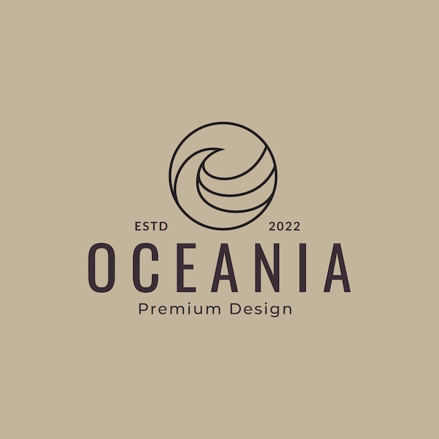 Oceaan symbolen lijn logo ontwerp illustratie vintage