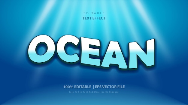 Oceaan teksteffect premium vector