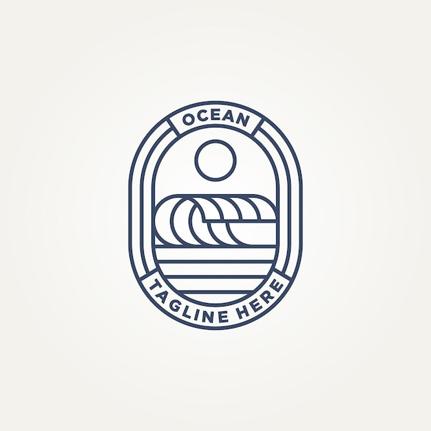 oceaan zee Golf minimalistische badge lijntekeningen logo sjabloon vector illustratie ontwerp eenvoudig modern surfer resort hotels vakantie embleem logo concept