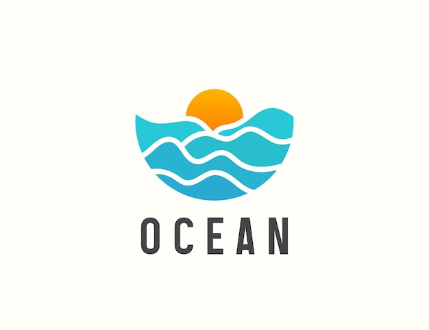 Oceaan zonsondergang logo ontwerp