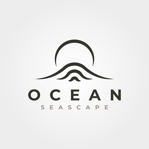 Vector oceaangolf met zonsondergang logo vector symbool illustratie ontwerp creatief golflogo