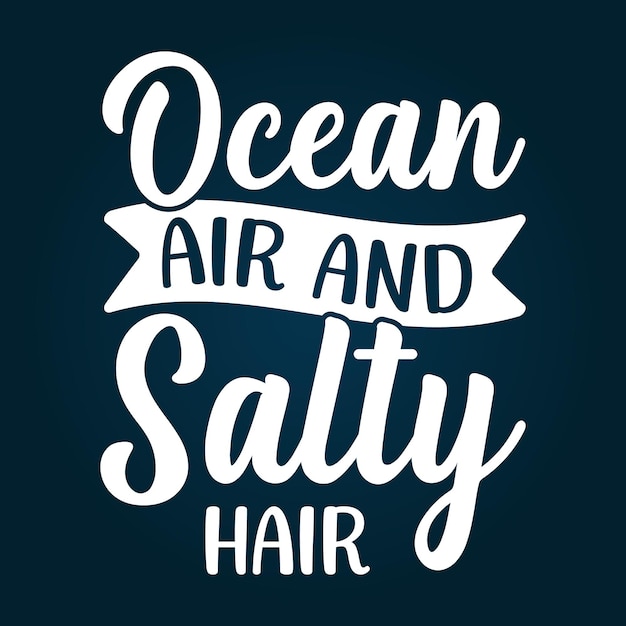 Oceaanlucht en zout haar typografie belettering svg ontwerp