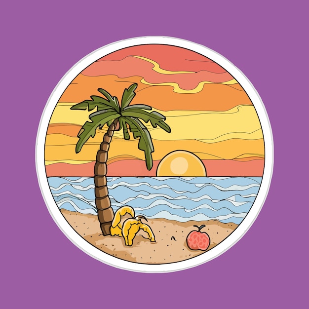 Oceaanstrand grafische stickerontwerp