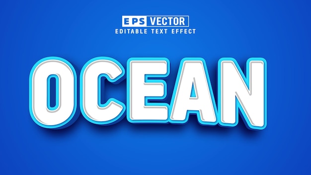 Ocean 3d editable text effect vector with background