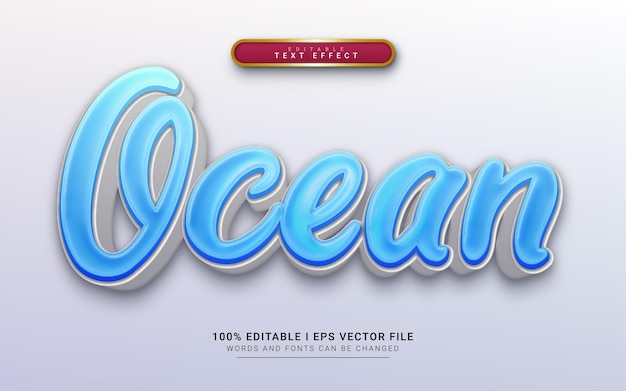 Vector ocean 3d style text effect