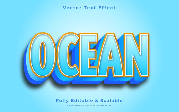 Vector ocean 3d text effect templet vector download