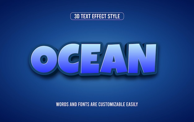 Ocean 3d vector text effect style