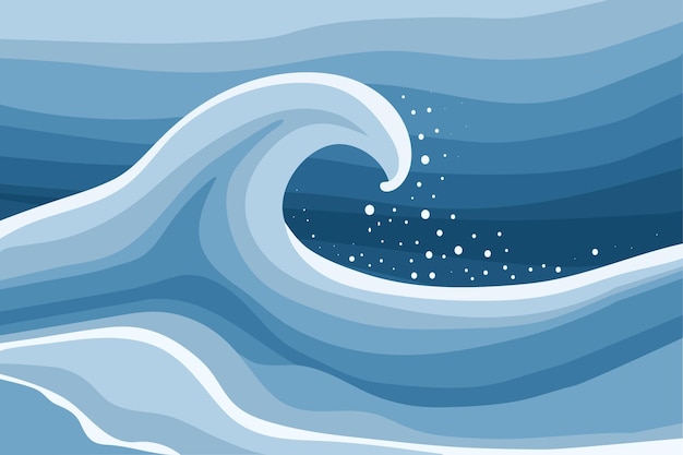 Vector ocean abstract poster with wave and splash drops