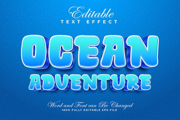 ocean adventure 3d editable text effect in bold and glossy style