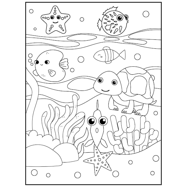 Ocean Animals Coloring Pages For kids