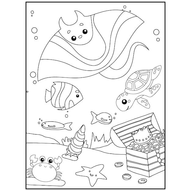 Ocean Animals Coloring Pages For kids