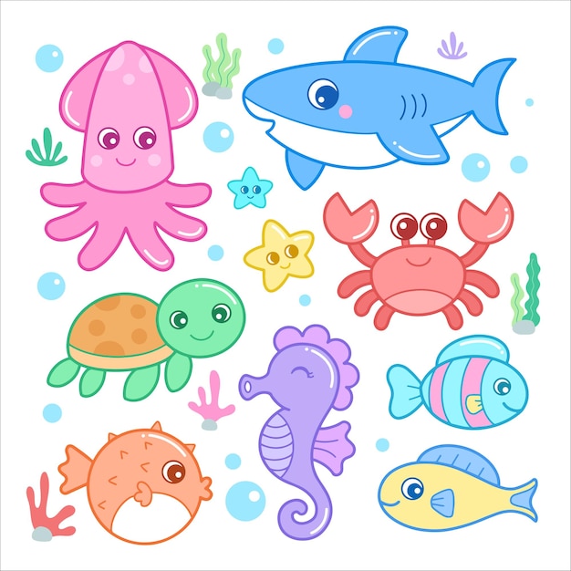 子供のための海の動物のイラスト