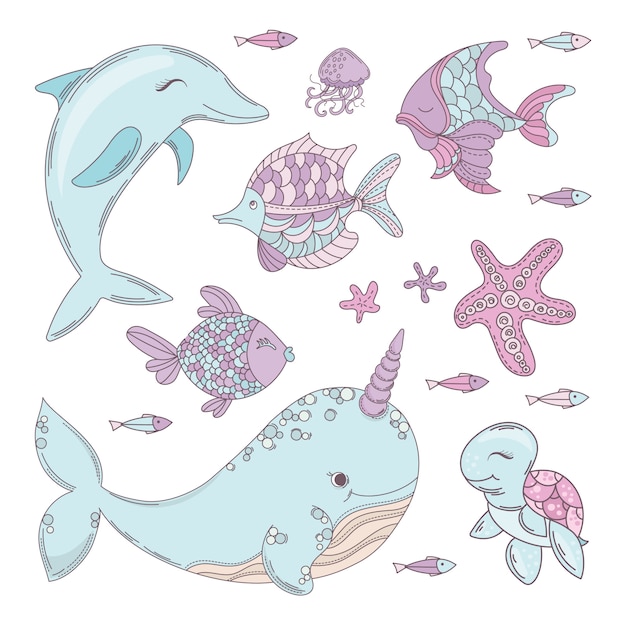 Ocean animals underwater sea cruise vector