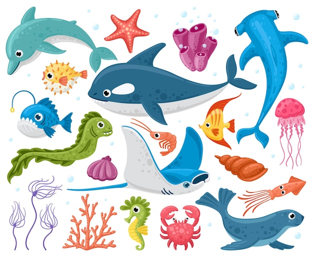 Vector ocean animals