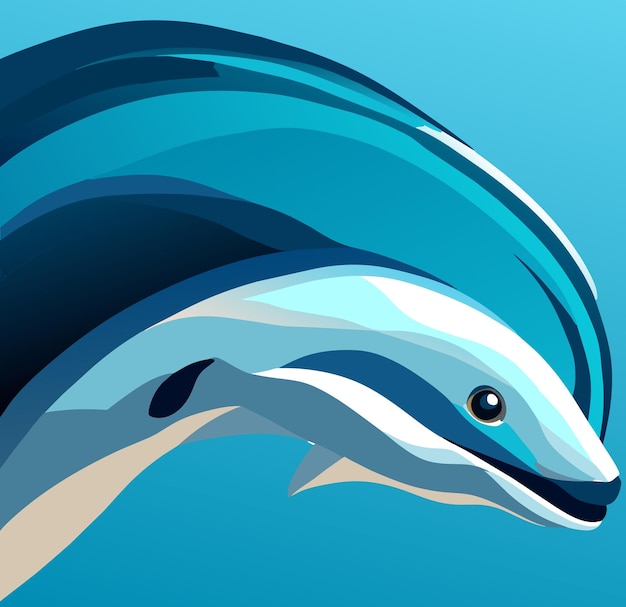 Vector ocean ballet dolphin arcing through waves