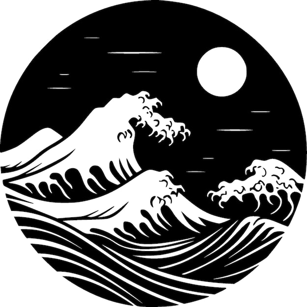 Ocean black and white isolated icon vector illustration