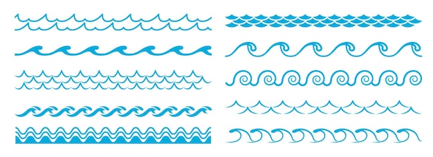 Ocean blue wave line water pattern border frame