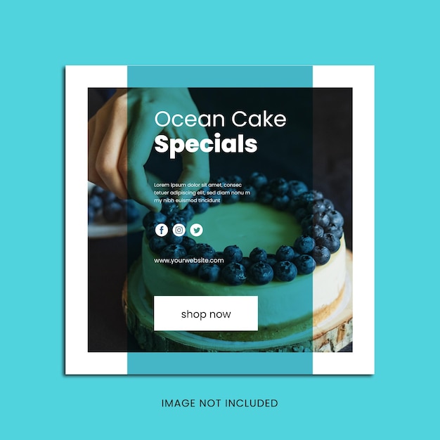 Vector ocean cake social media post template