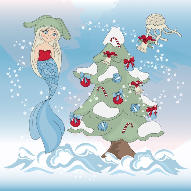 OCEAN CHRISTMAS New Year Color Illustration Set