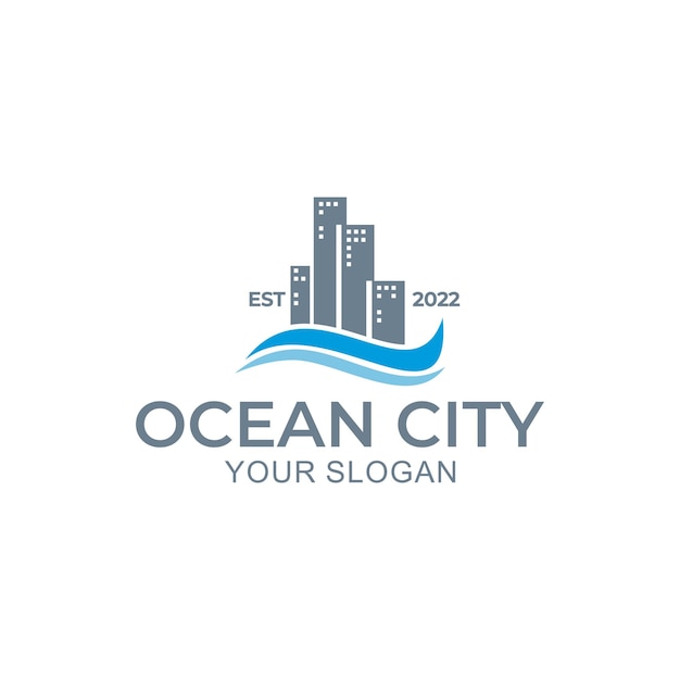 Modello di progettazione del logo della città dell'oceano