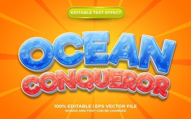 Vector ocean conqueror editable text effect