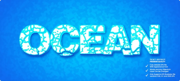 Vector ocean crack text style effect