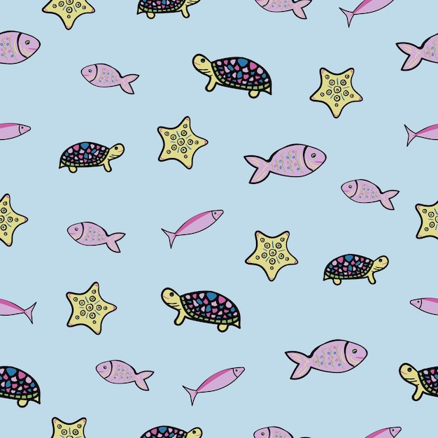 Ocean creations seamless pattern which can be used as prints on textile packaging etc