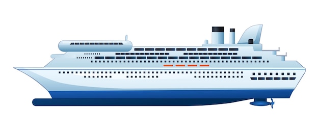 Vector ocean cruise schip vector cartoon illustratie geïsoleerd op witte achtergrond