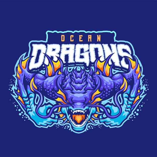 Ocean dragons mascot logo template