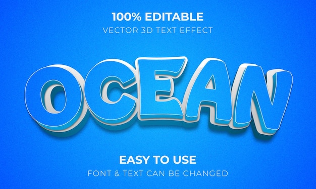 Ocean editable 3d text effect blue