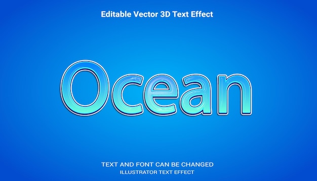 Ocean editable 3D text effect Vector