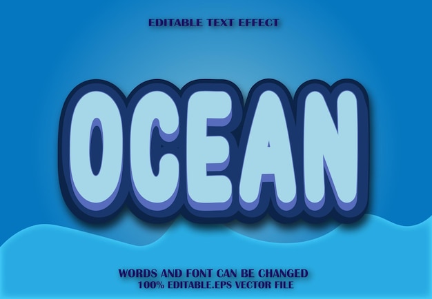 Vector ocean editable text effect cartoon style