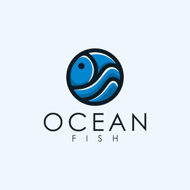 Vettore logo del pesce dell'oceano