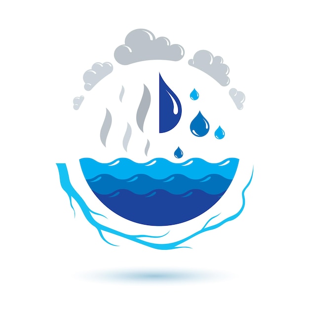 Vector ocean freshness theme vector symbol for use in mineral water advertising. environment conservation concept.